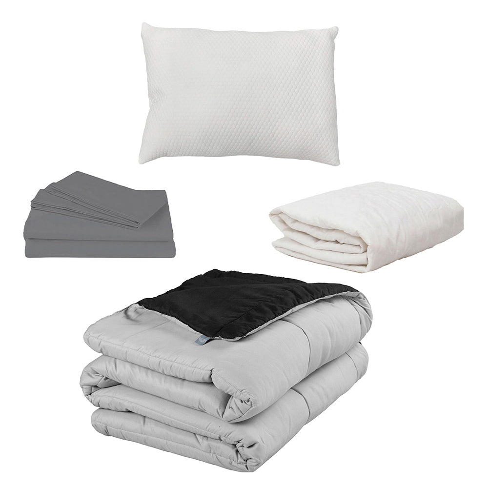 Edredón Rogga Negro-Gris Perla con Ropa de Cama