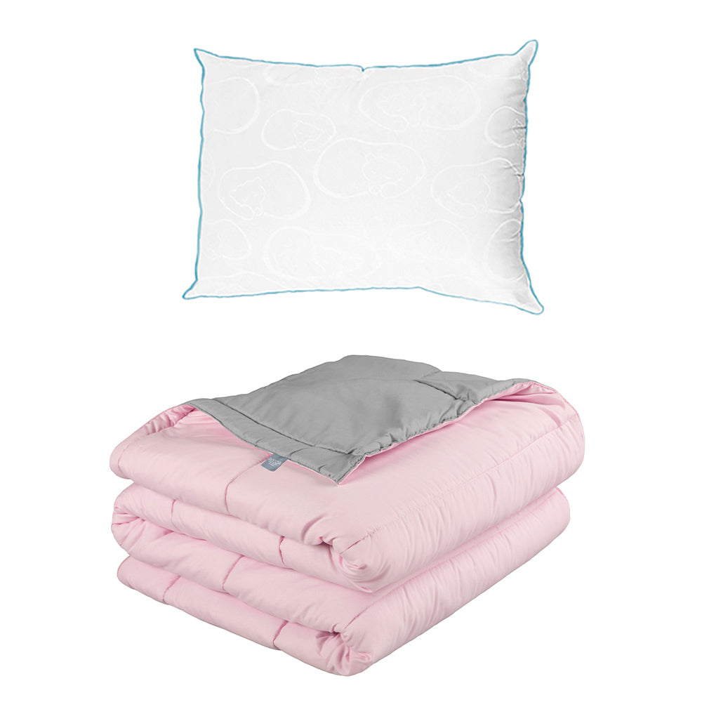 Edredón Rogga Rosa-Gris Perla con Ropa de Cama