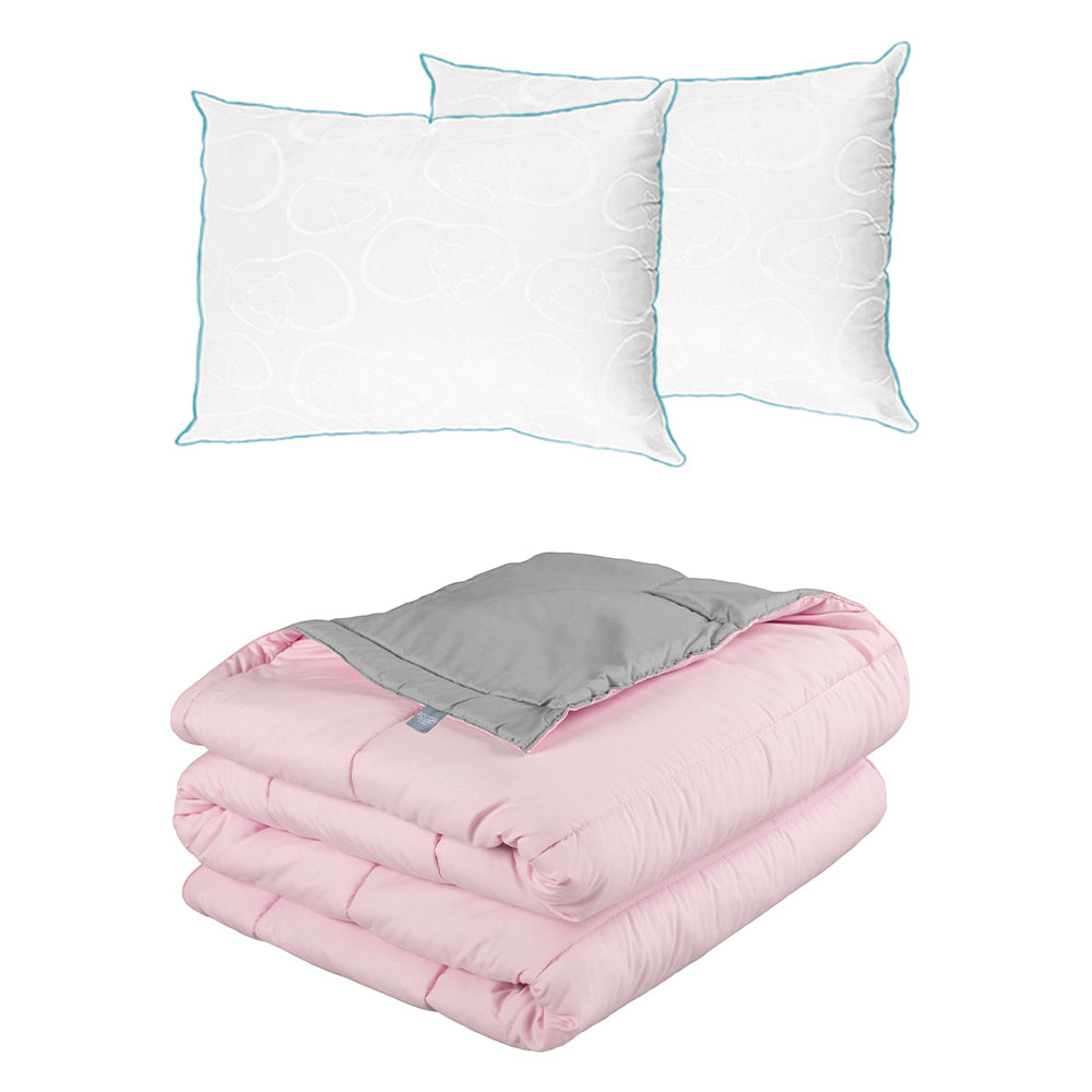 Edredón Rogga Rosa-Gris Perla con Ropa de Cama