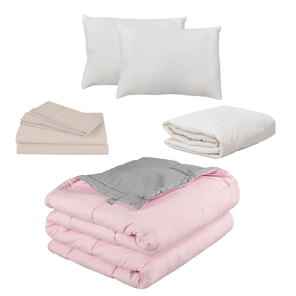 Edredón Rogga Rosa-Gris Perla con Ropa de Cama