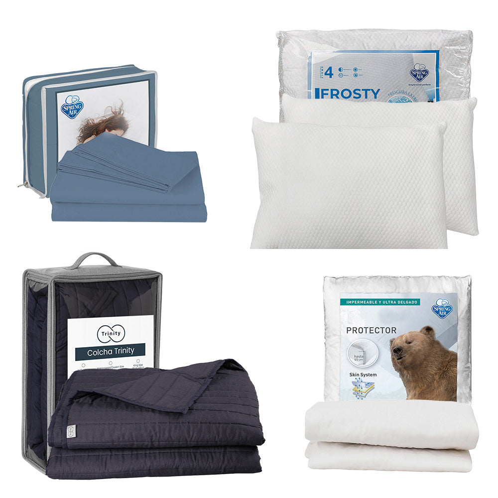 Colcha Trinity Azul Marino con Ropa de Cama
