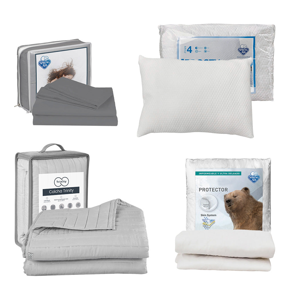 Colcha Trinity Gris Perla con Ropa de Cama