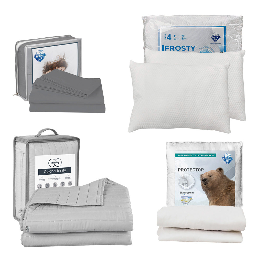 Colcha Trinity Gris Perla con Ropa de Cama