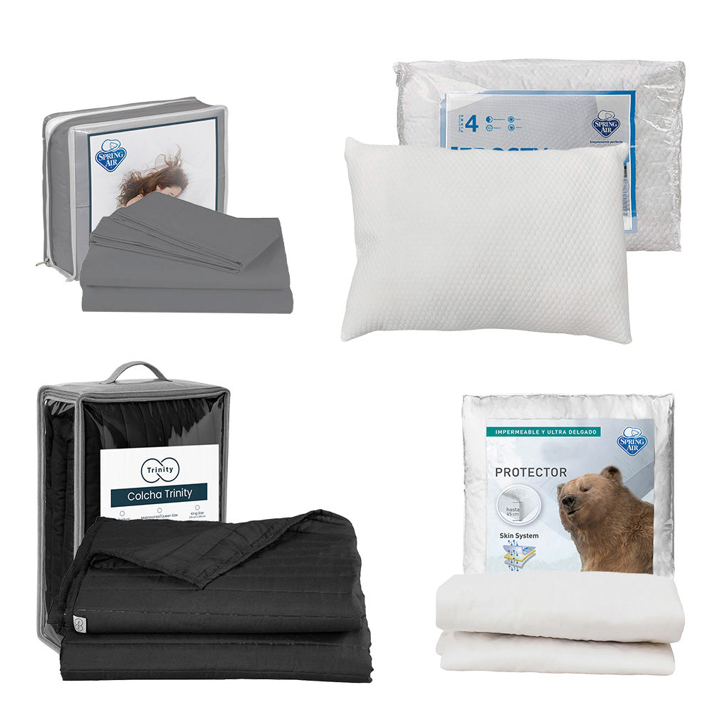 Colcha Trinity Negra con Ropa de Cama