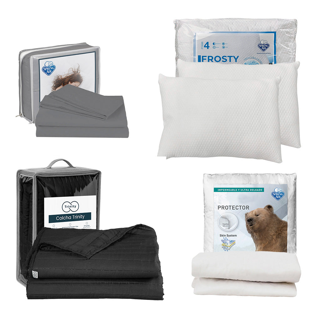 Colcha Trinity Negra con Ropa de Cama