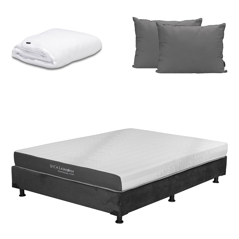 Colchón en caja Dicasa InaBox con Box Gris carbón con Ropa de Cama