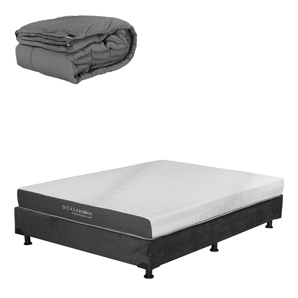 Colchón en caja Dicasa InaBox con Box Gris carbón con Ropa de Cama