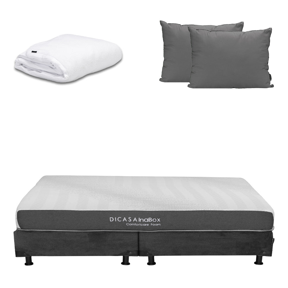Colchón en caja Dicasa InaBox con Box Gris carbón con Ropa de Cama