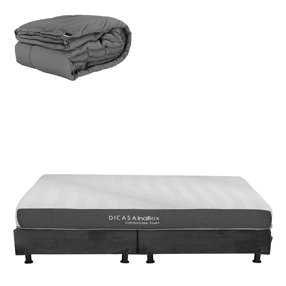 Colchón en caja Dicasa InaBox con Box Gris carbón con Ropa de Cama
