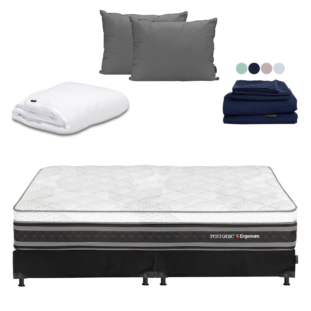 Colchón Restonic Ergosum Con Box Con Ropa de Cama