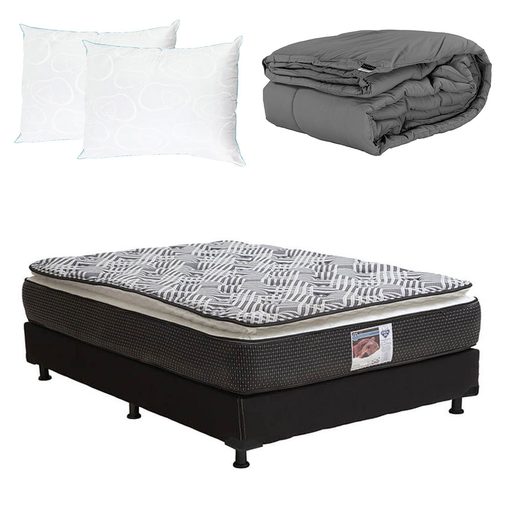 Colchón Spring Air Omega con Box con Ropa de Cama