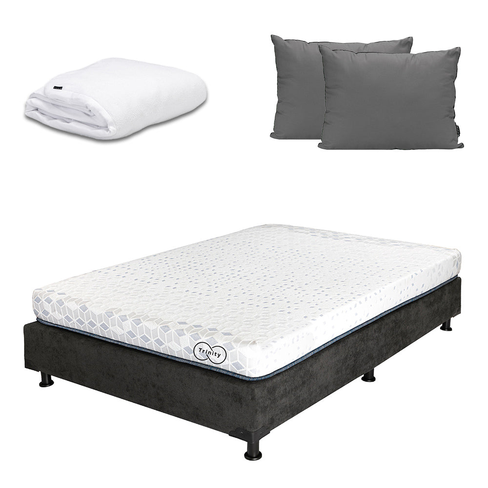 Colchón en Caja Trinity con Box con Ropa de Cama