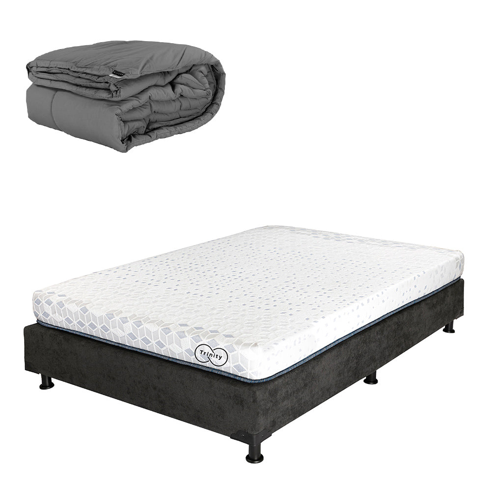 Colchón en Caja Trinity con Box con Ropa de Cama