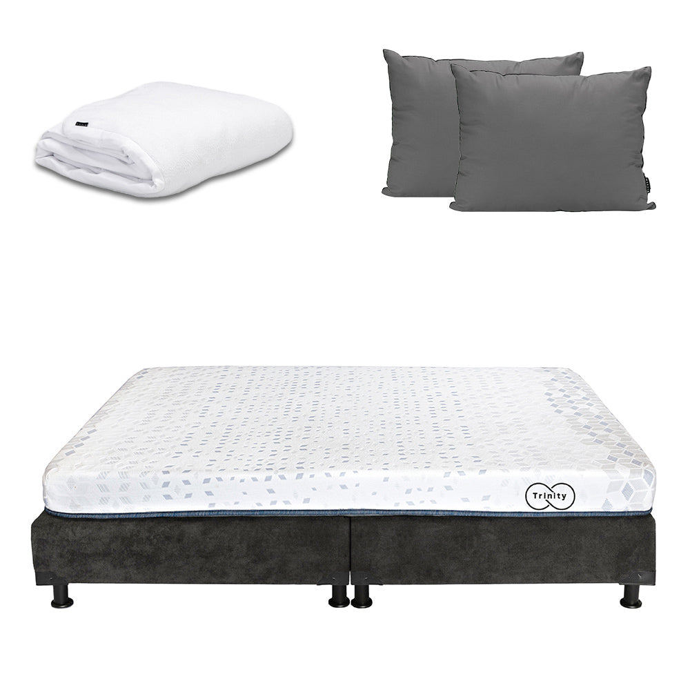 Colchón en Caja Trinity con Box con Ropa de Cama