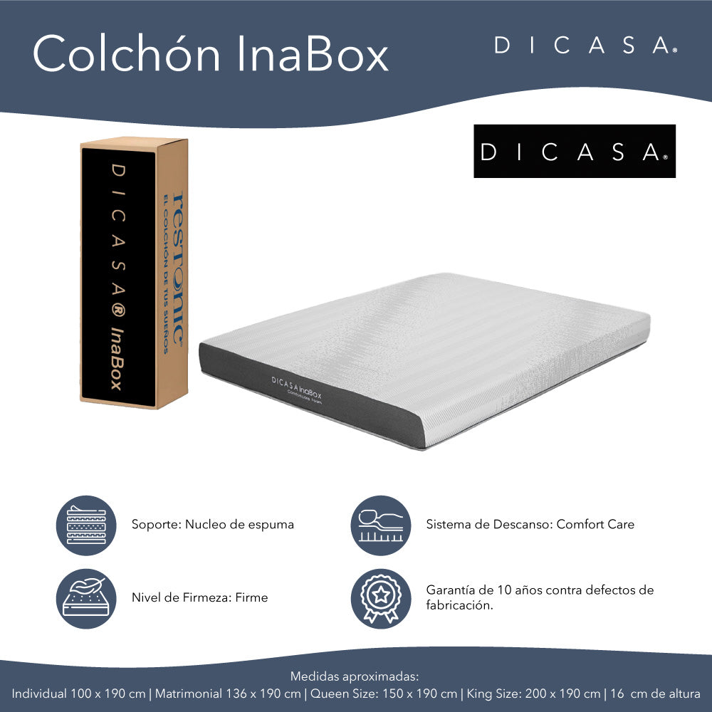 Colchón Dicasa InaBox con Ropa de Cama