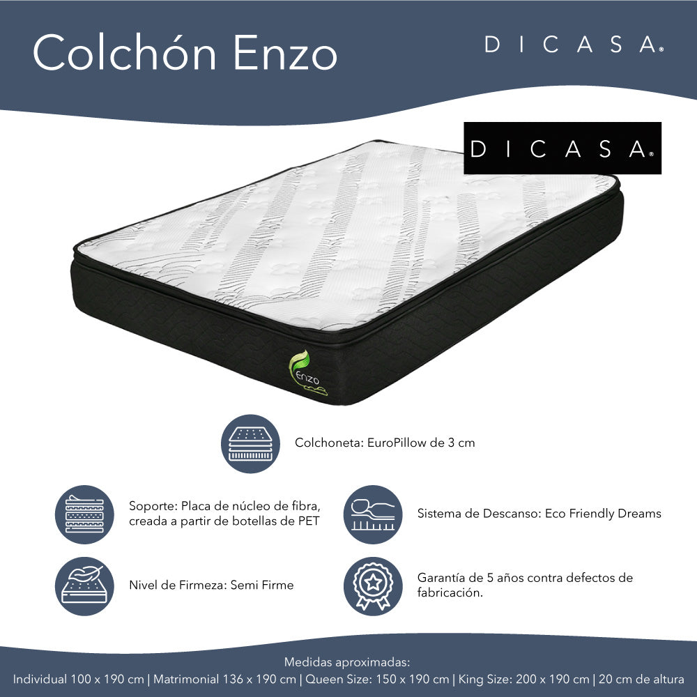 Colchón Dicasa Enzo con Ropa de Cama