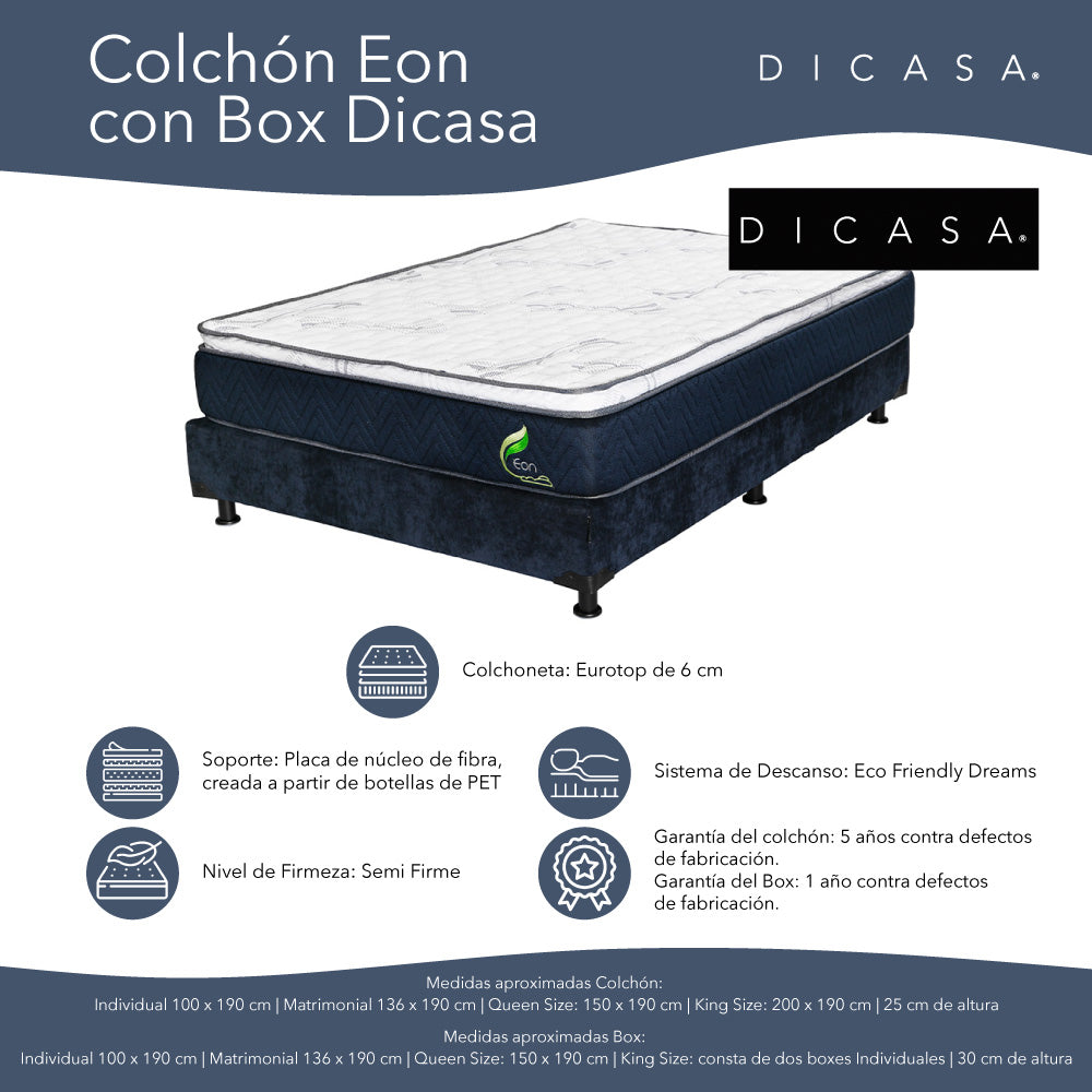 Colchón Dicasa Eon con Box con Ropa de Cama