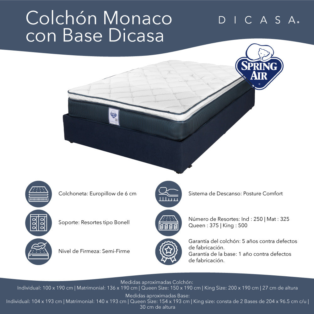 Colchón Spring Air con Base Cama