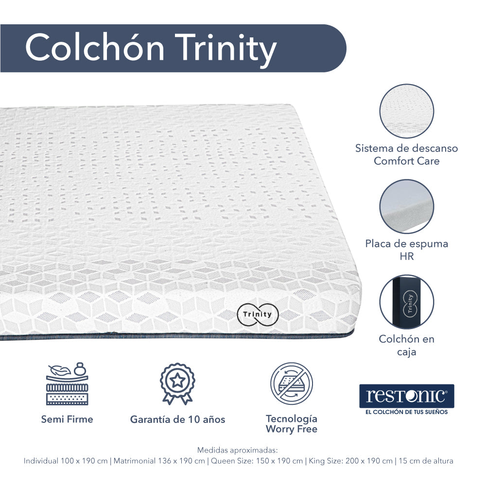 Colchon en Caja Trinity con Ropa de Cama