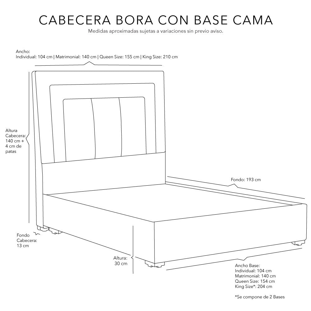 Cabecera Dicasa Bora con Base Cama Café con Beige y Ropa de Cama