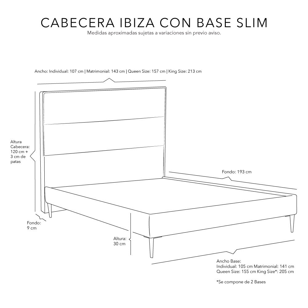 Cabecera Dicasa Ibiza con Base Cama Slim