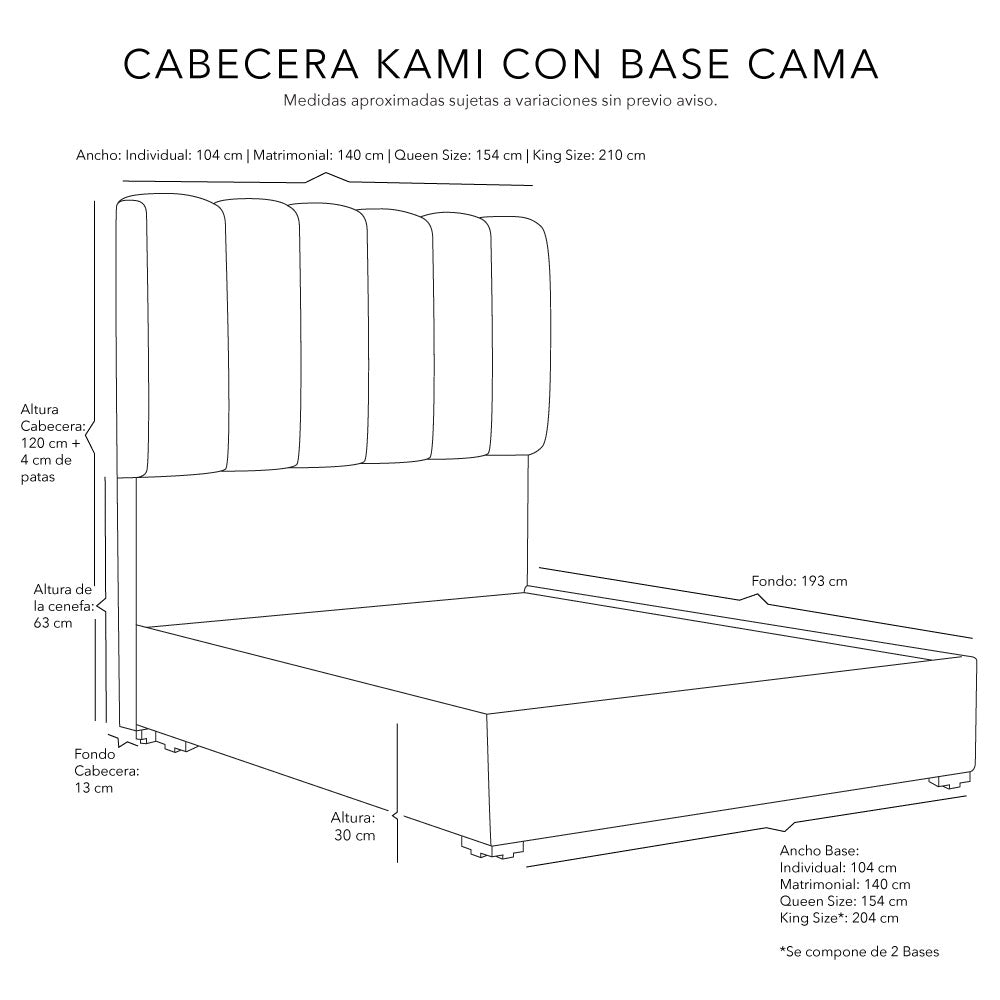 Cabecera Dicasa Kami con Base Cama Gris Medio con Ropa de Cama