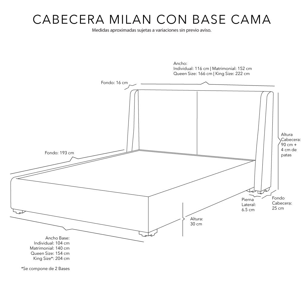 Cabecera Dicasa Milan con Base Cama Gris Noche con Ropa de Cama