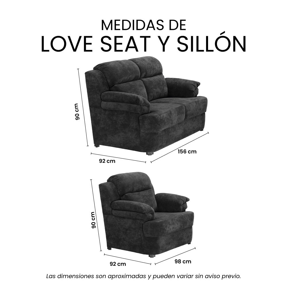 Sala Kendra Con Love Seat y Sillón