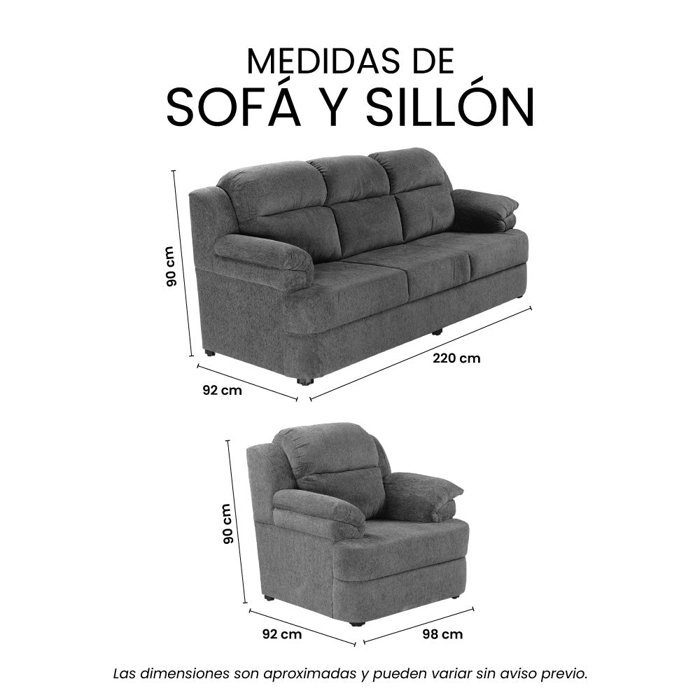 Sala Kendra Con Love Seat y Sillón