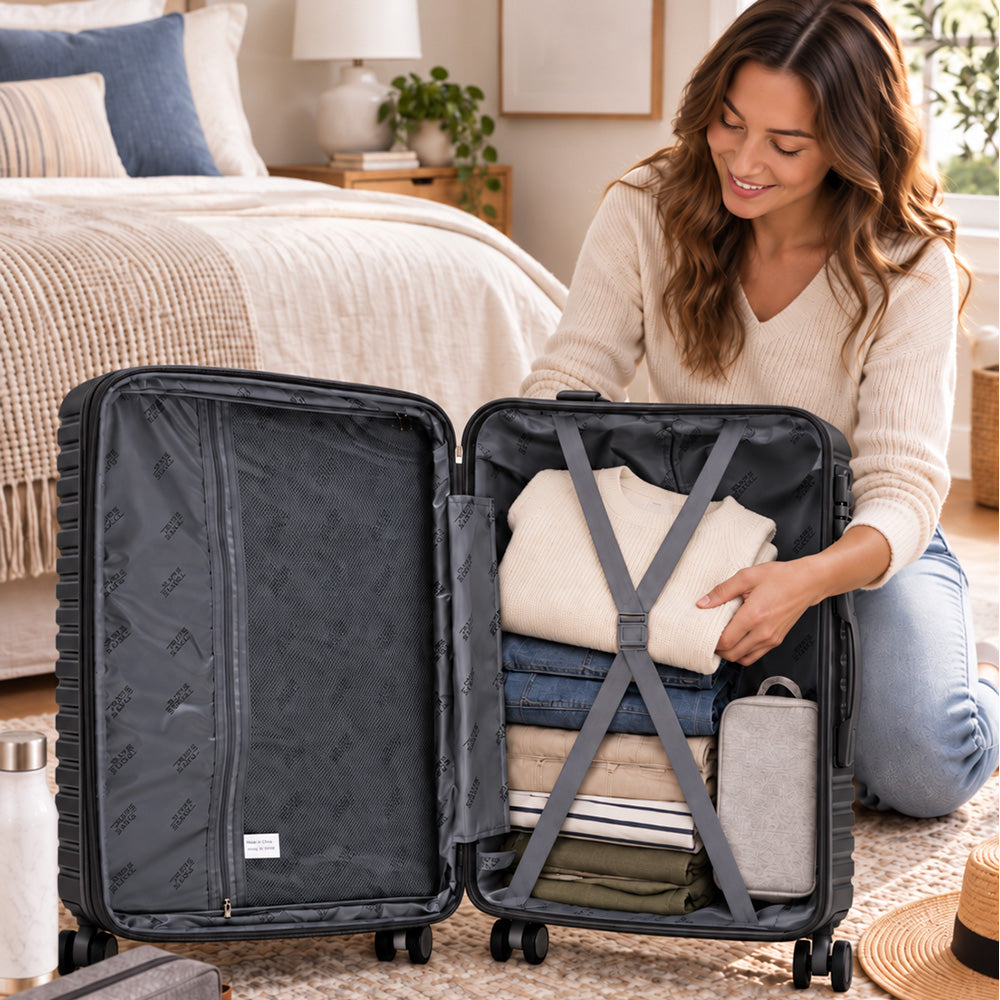 Set de 4 Maletas de Viaje Expandible Nomada | Con Ruedas 360° – Candado con combinación y mango ajustable