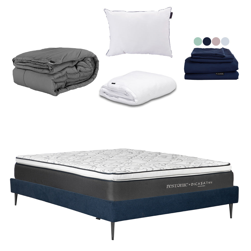 Colchón Dicasa Trini con Base Cama Slim y Ropa de Cama