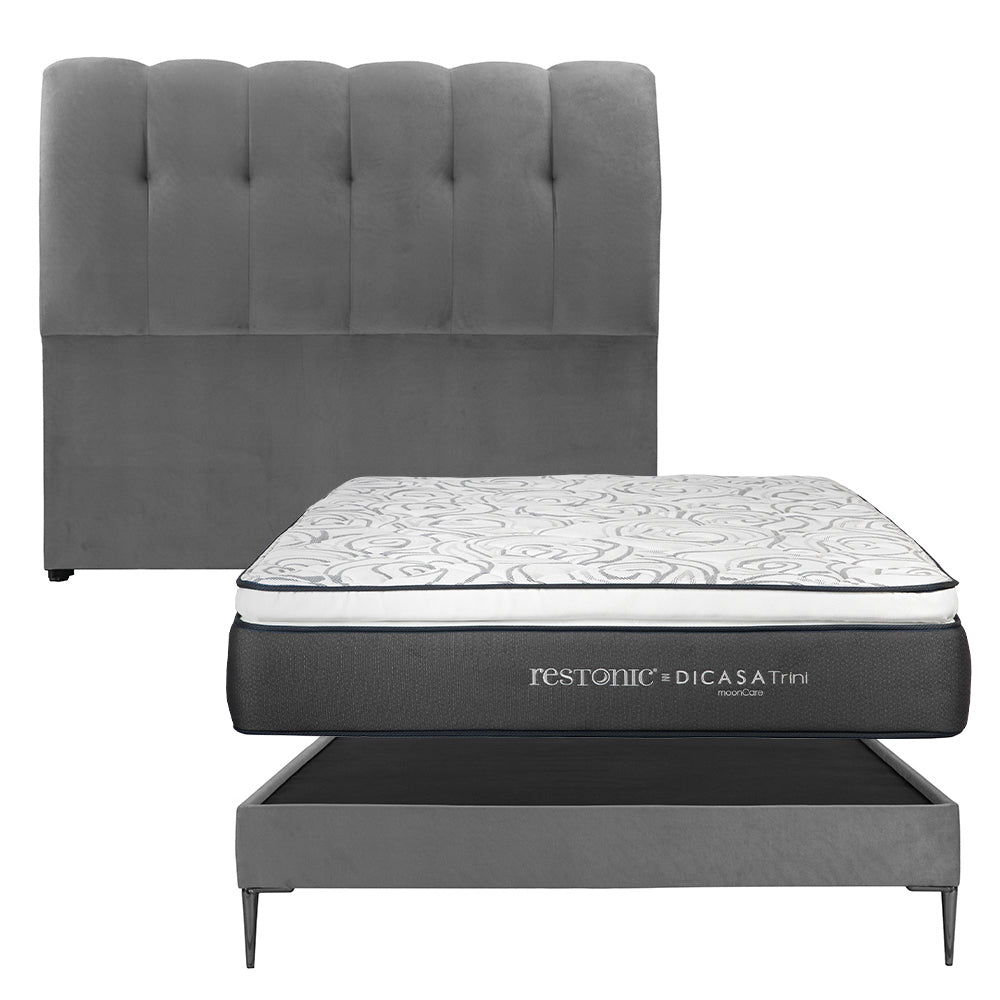 Cabecera Nube con Base Cama Slim con Colchón